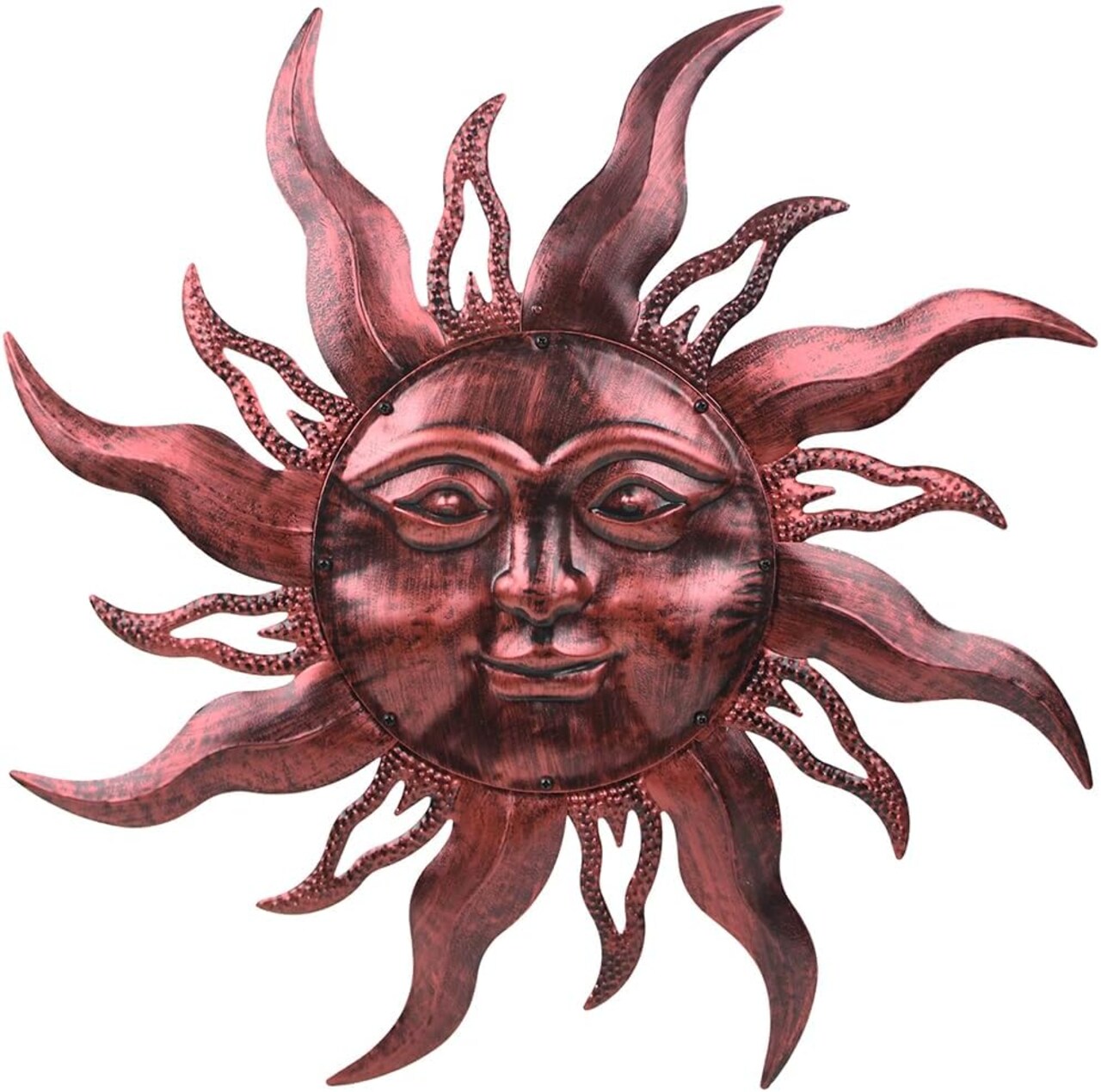 Summer Metal Sun Wall Decor, Large Outdoor Wall Art Decor Hanging Decorative for Patio, Porch, Fence, Garden(Brown)